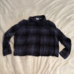 Levi's Black and Blue Plaid Crop Top